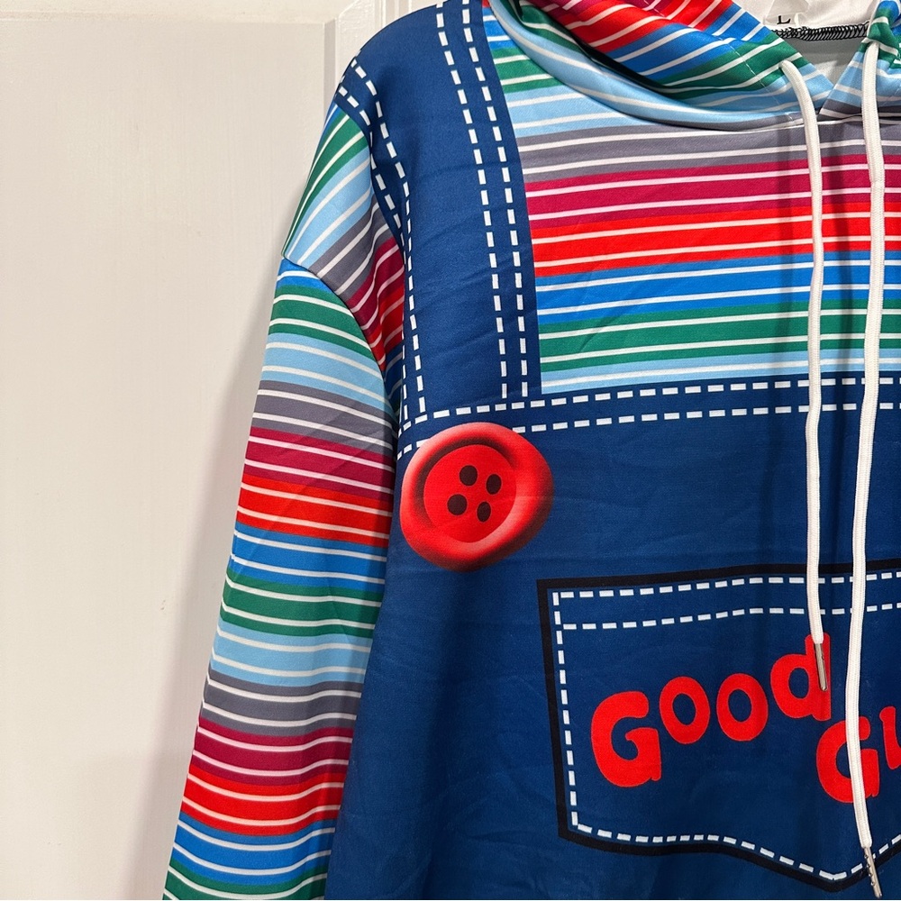 Good Guys Chucky Men’s Sweatshirt Costume for Cosplay of Halloween Size Large - Picture 4 of 14